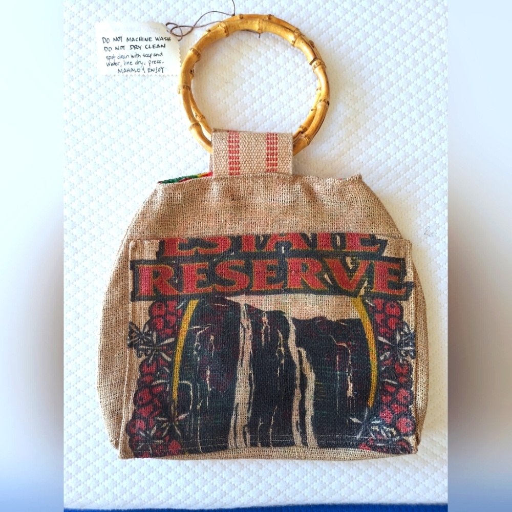 Handmade recycled Hawaiian burlap coffee sack purse